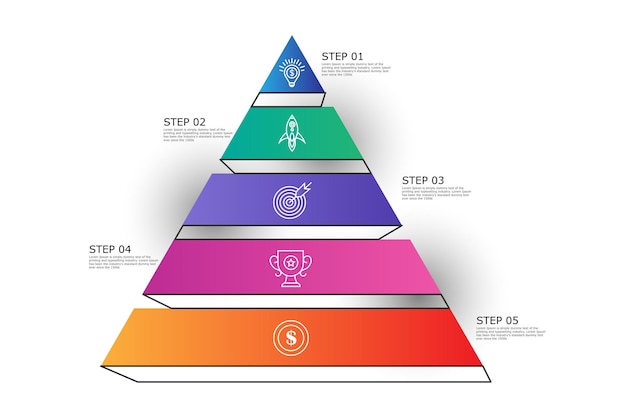 Pyramid infographic with 5 options Business presentation template
