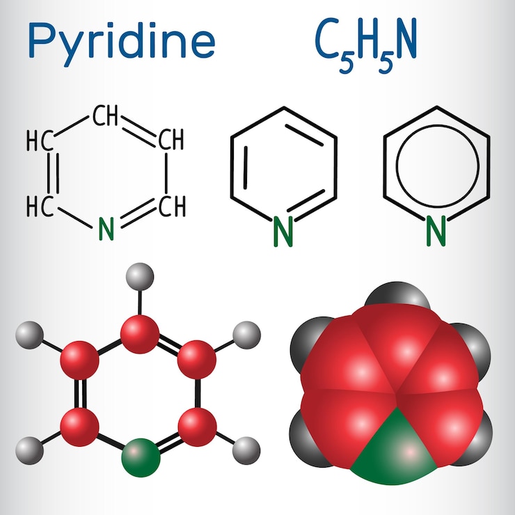 Vektör pyridine molecule is a basic heterocyclic organic compound
