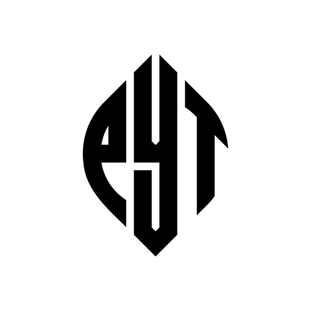 pyt circle letter logo design with circle and ellipse shape pyt ellipse letters with typographic style the three initials form a circle logo pyt circle emblem abstract monogram letter mark vector