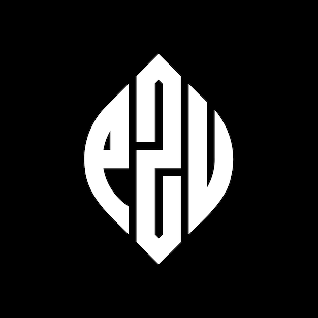 PZU circle letter logo design with circle and ellipse shape PZU ellipse letters with typographic style The three initials form a circle logo PZU Circle Emblem Abstract Monogram Letter Mark Vector