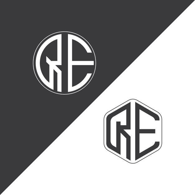 QE initial monogram logo With Circle and Polygon shape creative logo design