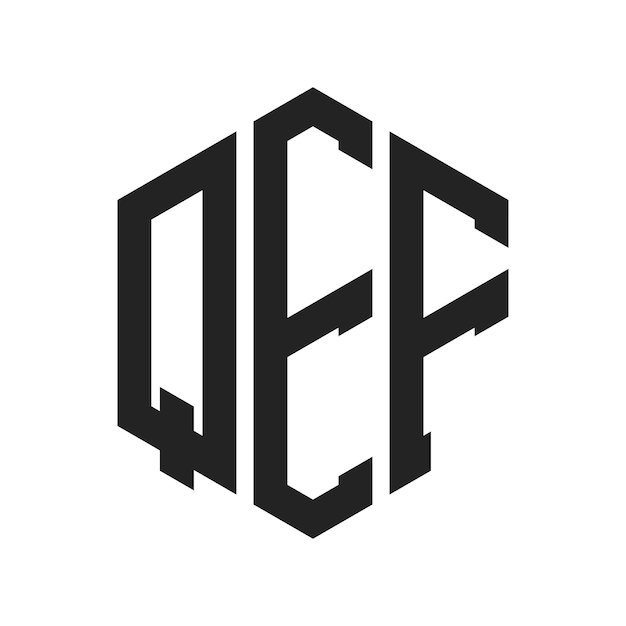 QEF Logo Design Initial Letter QEF Monogram Logo using Hexagon shape