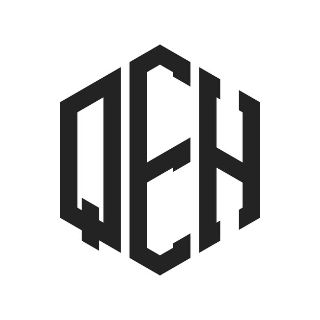 QEH Logo Design Initial Letter QEH Monogram Logo using Hexagon shape