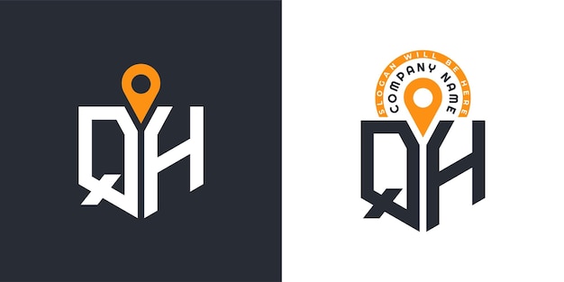 QH Location Logo Bundle Letter QH Logo Dual Vector Icons for Recruitment and Navigation