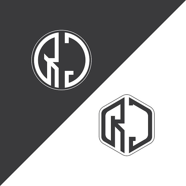QJ initial monogram logo With Circle and Polygon shape creative logo design
