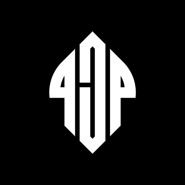 QJP circle letter logo design with circle and ellipse shape QJP ellipse letters with typographic style The three initials form a circle logo QJP Circle Emblem Abstract Monogram Letter Mark Vector