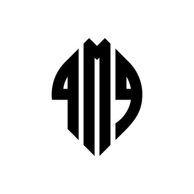 QMQ circle letter logo design with circle and ellipse shape QMQ ellipse letters with typographic style The three initials form a circle logo QMQ Circle Emblem Abstract Monogram Letter Mark Vector