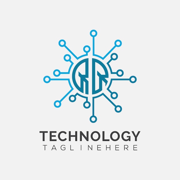 QQ initial monogram for technology logo with circle style design