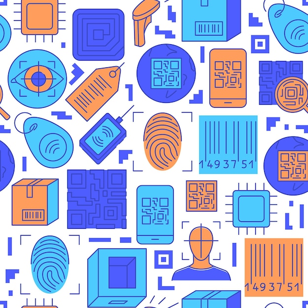 Qr code and barcode seamless pattern
