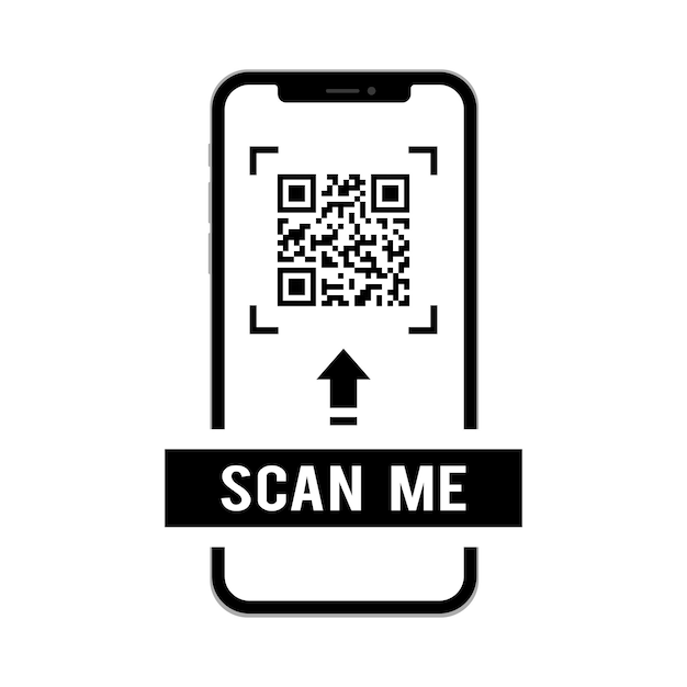 QR code scan button with smartphone QR Code Scan Label with scan me text