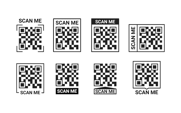 qr code scan me icon qrcode template for mobile app smartphone. frame template qr code for payment