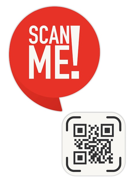 qr code scan me in speech bubble scan me concept icon