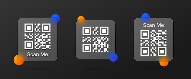 Qr Code Scan me template in glassmorphism style Qr code technology