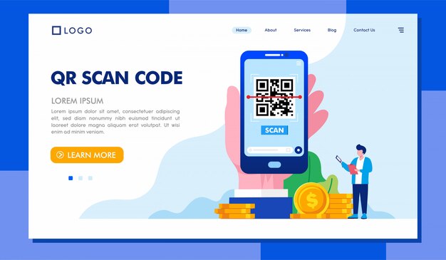 QR Scan Code Landing Page Illustration Skabelon