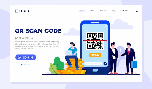 QR scanningskode landingsside websted illustration vektor skabelon