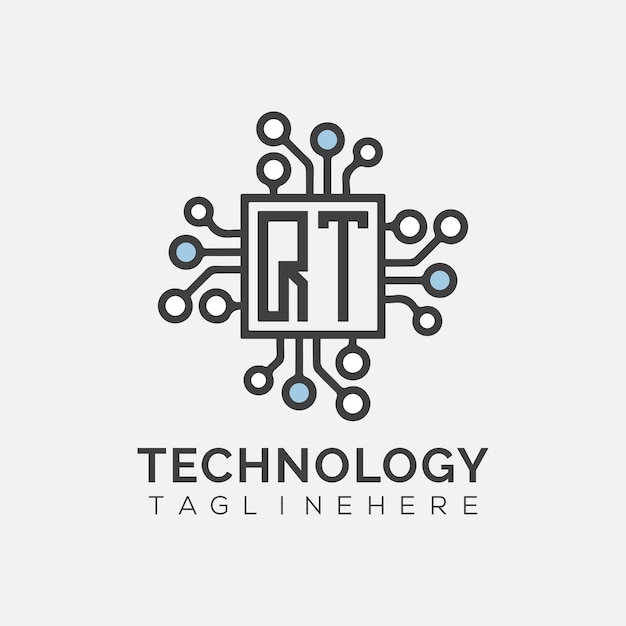 qt initial monogram for technology logo with rectangle style design