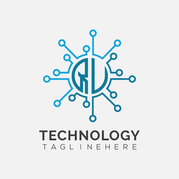 QU initial monogram for technology logo with circle style design
