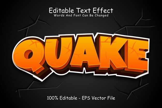 quake editable text effect 3 dimension emboss cartoon style