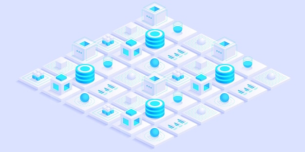 Quantum computer or block chain of finance data Blockchain fintech and mining cryptocurrency