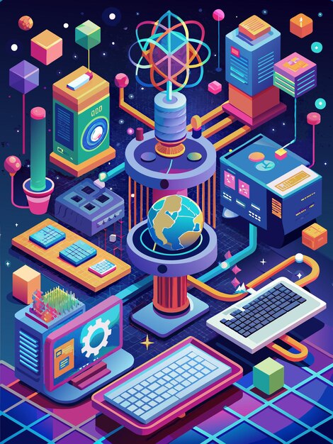 quantum computer programming vector graphics illustration EPS source file format lossless scaling ic