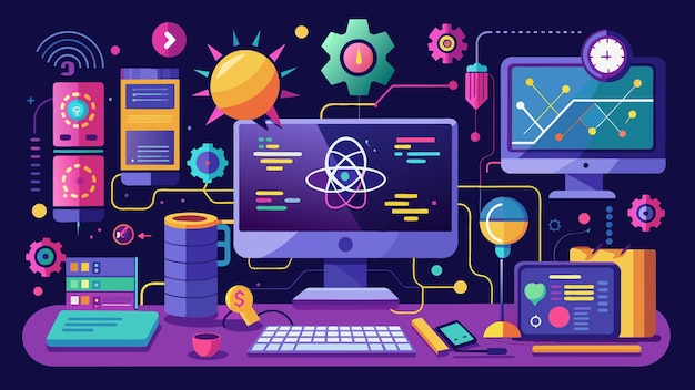 quantum computer programming vector graphics illustration EPS source file format lossless scaling ic