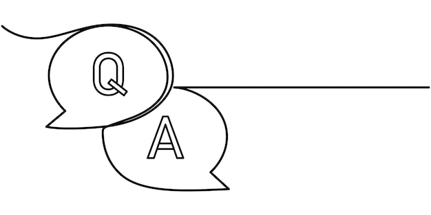 question and answer bubble chat continuous one line drawing question mark in speech bubble one line