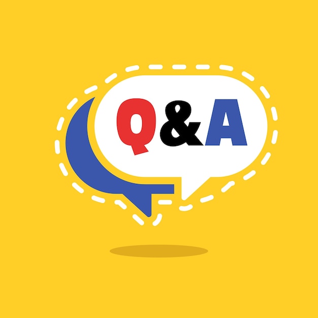 Question and answer Info banner template Speech bubble design with Q and A phrase vector