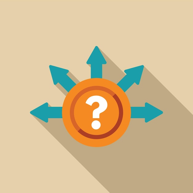 question mark choosing the right direction with arrows pointing out from center