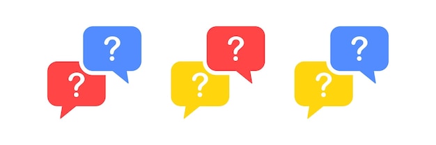 Question mark icon Question speech bubble symbol Help message signs Explain symbols Ask icons Problem support Vector sign