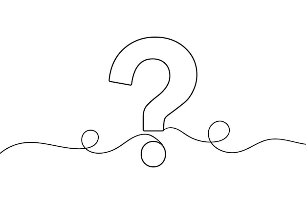 Question mark linear background. Continuous line drawing. One continuous line drawing.
