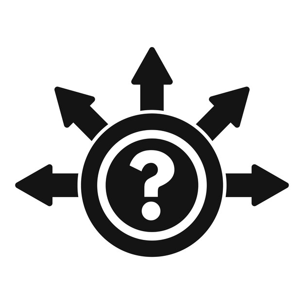 question mark surrounded by arrows pointing in different directions