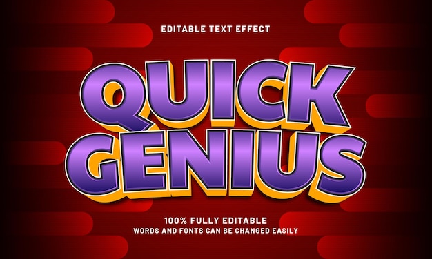 quick genius editable text effects with a smart and game theme