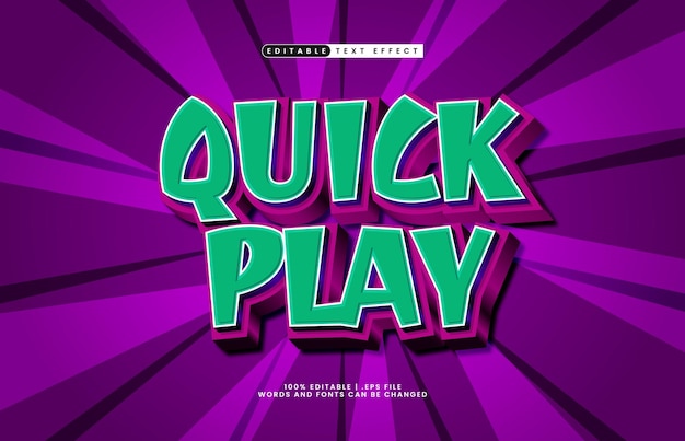 quick play editable text effect with a game and kids text style