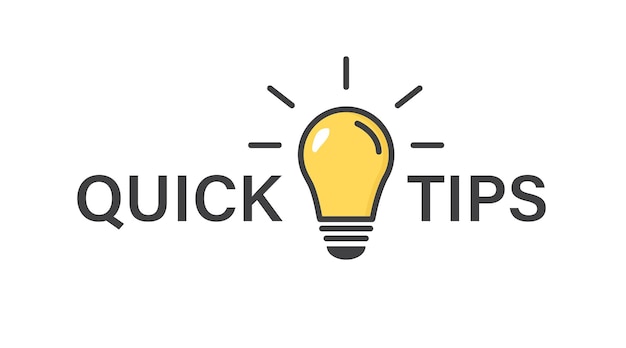 quick tips light lamp bulb on white background advice and idea for business and advertising vector illustration