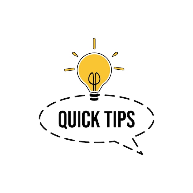 Quick tips with lightbulb helpful tricks vector logos emblems and banners vector set isolated Helpful idea solution and trick illustration