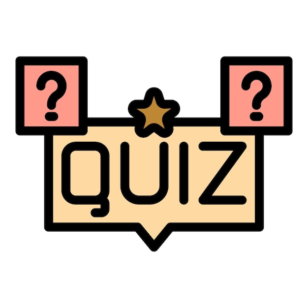 Quiz problem icon outline vector Word education Poster show color flat