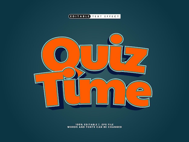 quiz time editable text effect in simple and modern text style