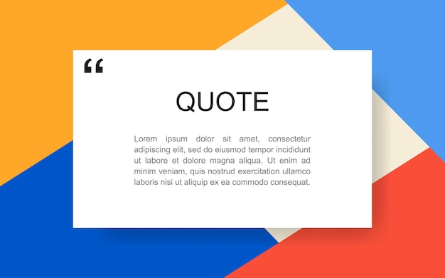 quote rectangle isolated on material design style background. modern vector illustration.