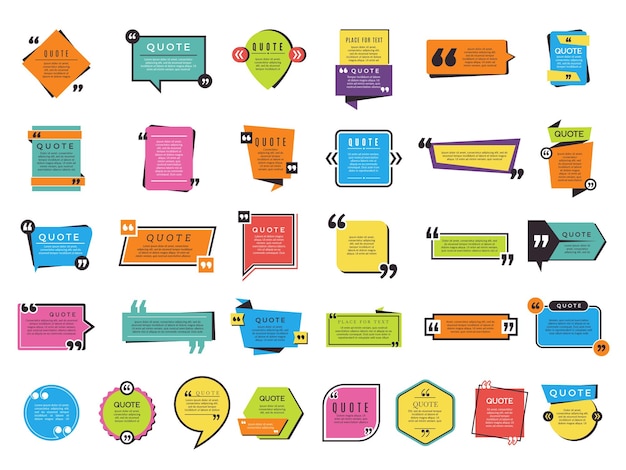 Quote shapes Graphic forms for text notes and remarks vector difference designs Textbox quote text note remark speech quotation bubble illustration