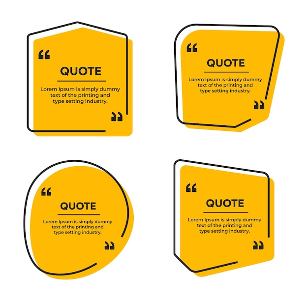 Quote text box frame flat shapes banner with quote marks vector template