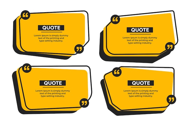 Quote text box frame outline banner minimal style with quotation marks vector set