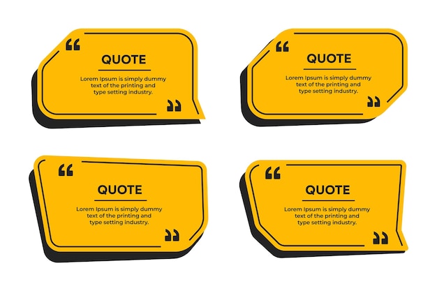 quote text box frame outline flat banner with quotation marks set