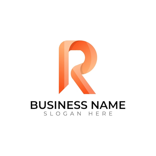 R abstract gradient 3d vector colorful letter logo design
