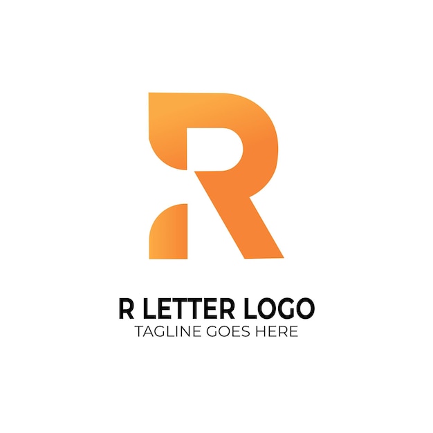 R simple flat logo vector in gradient red and color