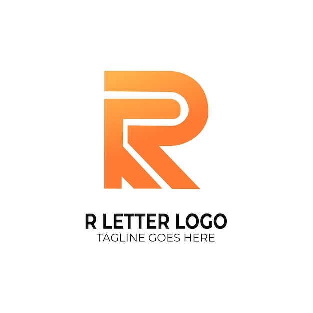 R simple flat logo vector in gradient red and color