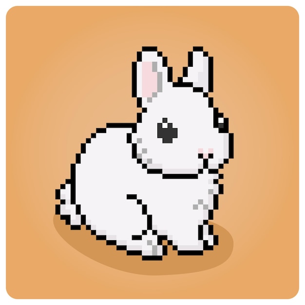 rabbit is sitting in 8 bit pixel art happy animals for game assets in vector illustrations fur