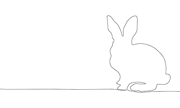 rabbit isolated on white background one line continuous animal rabbit vector illustration outline