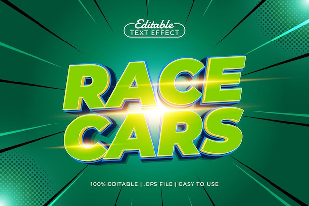 race cars editable text effect with a race and speed text style