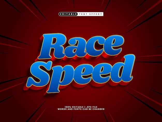 race speed editable text effect in race and speed text style