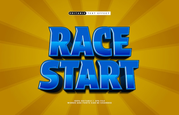 race start editable text effect with a happy and kids text style